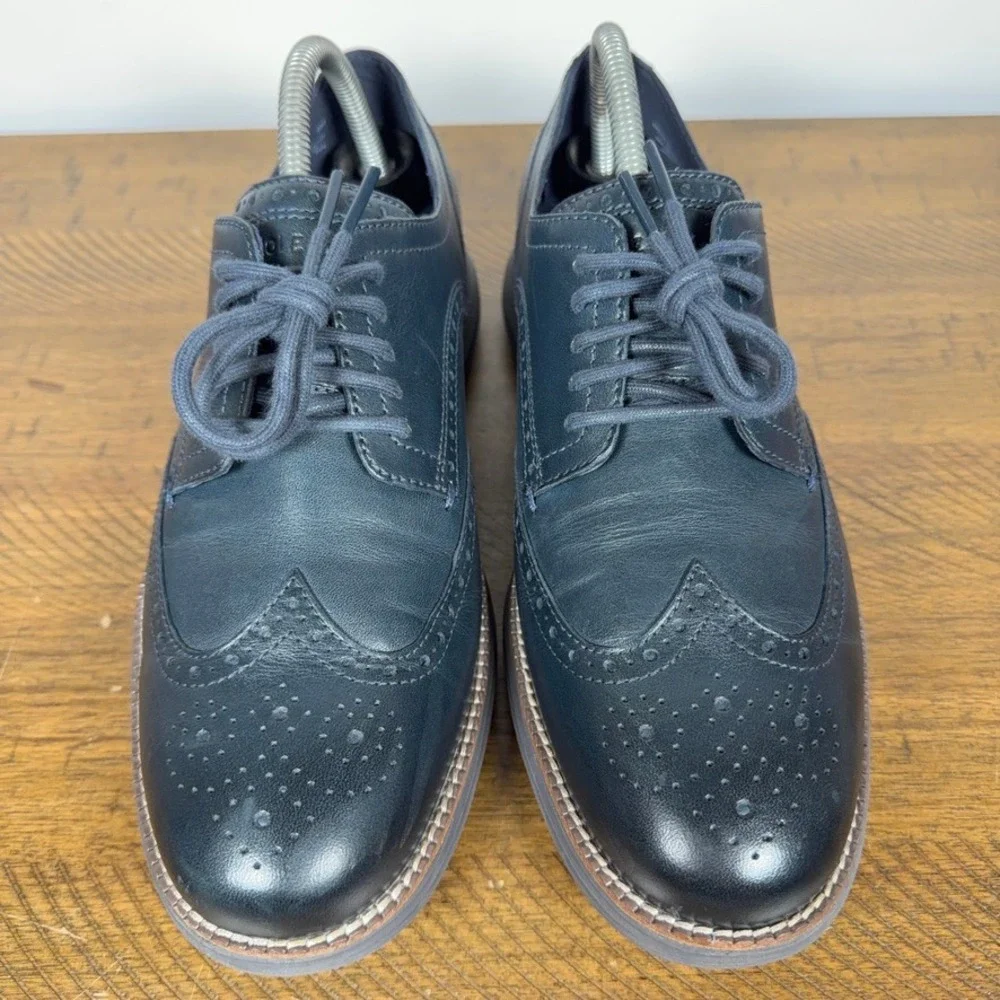 Cole Haan Shoes Mens 8 M Navy Blue Original Grand Wingtip Leather Oxford Dress